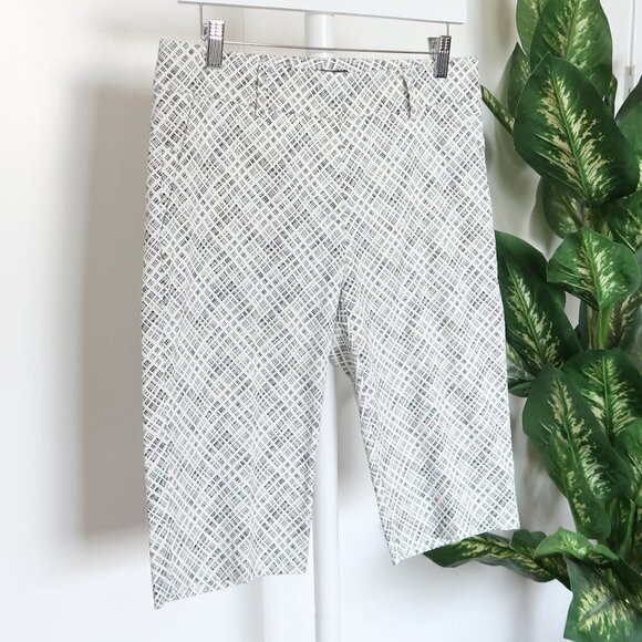 Piazza Sempione Black & White Micro Check Print Bermuda Shorts Size Medium / 6 - Picture 13 of 16